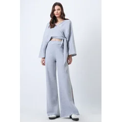 Trend Alacati Stili Ženski komplet bluza i pantalone Alc-X12498, Sivi