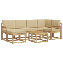 Set vanjskih sofa 7 pcs Bijela i bež Čvrsto drvo akacije