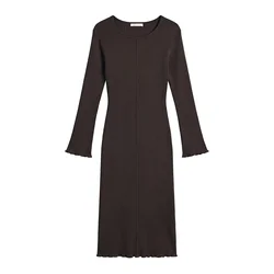 VERO MODA Pletena obleka VMFLORENCE rjava