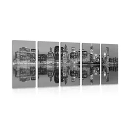 5-delna slika mesto Manhattan v črnobeli izvedbi - 200x100