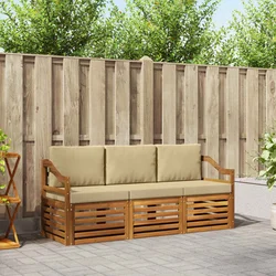 Setovi sofa s jastukom 3 pcs Prirodna i bež Čvrsto drvo akacije