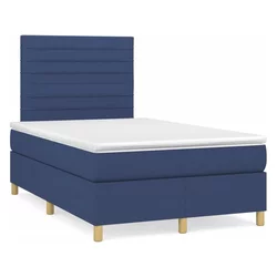 VIDAXL Box spring postelja z vzmetnico LED modra 120x190 cm blago