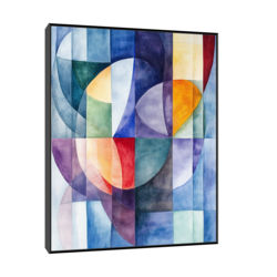 Canvas Slika na platnu Plava geometrija, 60x75cm, Sa ramom, Crni