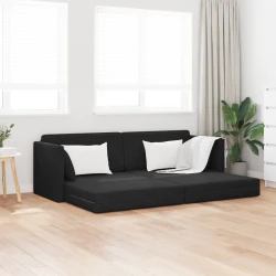 Podni kauč na razvlačenje Crna 213 x 70 x 77 cm Baršun