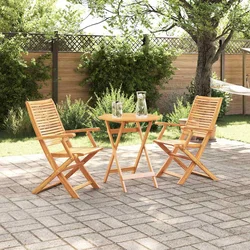 Vidaxl Zložljiv bistro set 3 pcs Rjava Masiven les akacije