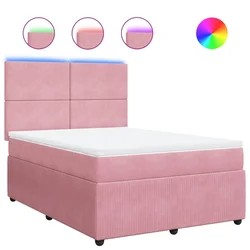 Vidaxl Box spring postelja z vzmetnico roza 140x200 cm žamet