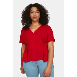 Trendyol Curve Red Woven V-Neck Tie-Up Blouse