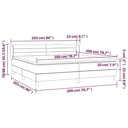 Krevet s oprugama i madracem svjetlosivi 200x200 cm baršunasti