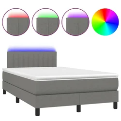 Vidaxl Box spring postelja z vzmetnico LED temno siva 120x190 cm blago