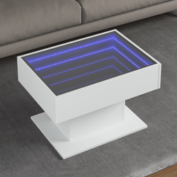 Stolić za kavu s LED bijeli 70x50x45 cm od konstruiranog drva