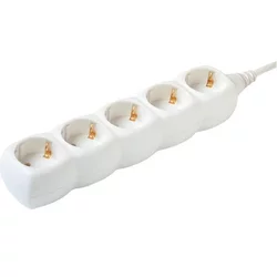 home Produžni kabel, 5 utičnica, 1.0mm2, 1,5 met, bijeli – NV 05/WH