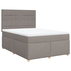 Vidaxl Box spring postelja z vzmetnico taupe 140x200 cm blago