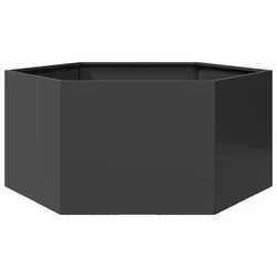 Vrtna sadilica crna šesterokutna 104 x 90 x 45 cm čelična
