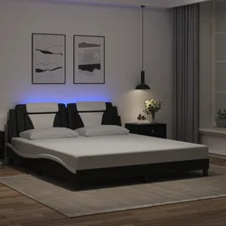 Okvir kreveta Viana s LED-om bez madracacrno-bijeli 180 x 200 cm