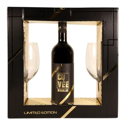 Poklon set premium Crno vino 0.75l + 2 čaše