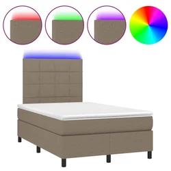 Vidaxl Box spring postelja z vzmetnico LED taupe 120x200 cm blago