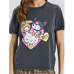 Sinsay - Majica kratkih rukava s printom Hello Kitty - tamno siva