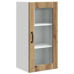 Vidaxl Stenski stekleni kabinet PORTO Umetni hrast 40 x 31 x 80 cm