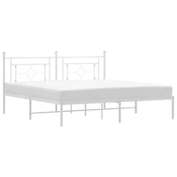 Vidaxl Kovinski posteljni okvir z vzglavjem bel 183x213 cm