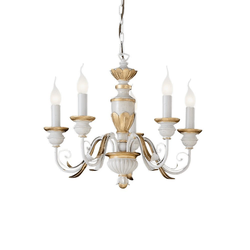 Ideal Lux - Luster na lancu FIRENZE 5xE14/40W/230V prečnik 55 cm bela/zlatna