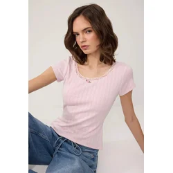 Trendyol Milla Ženska majica TWOSS26TS00257, Roze