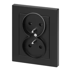 Vgradna dvojna vtičnica 2x2P+E Malta 16A, 250V, PT-6M, mat črna