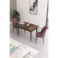 Hanah Home trpezarijski set Nil, sto i 2 stolice, ploča u dekoru drveta Baroque, puder roze tkanina Babyface