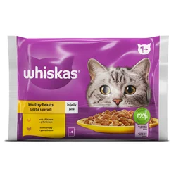 WHISKAS kesice, izbor živine 4x85g