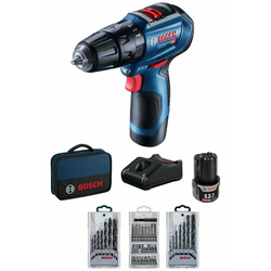 Bosch Aku. bušilica-odvrtač GSR 12V-30 2×2.0Ah + 39-delni set pribora, 06019G9001