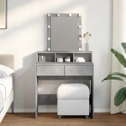 Toaletni stolić s LED svjetlima siva boja betona 80x41x144,5 cm