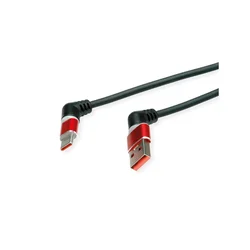 ROLINE 360° Rotation USB 2.0 Cable C - A M/M 60W Red Black 2 m