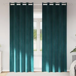 Zavjese za zamračivanje 2 pcs Tamnozelena 140 x 225 cm Baršun