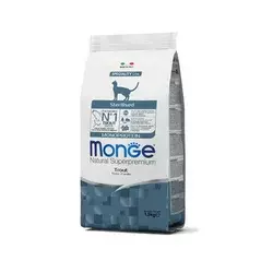 MONGE Suva hrana za odrasle sterilisane mačke, monoprotein pastrmka 1.5kg