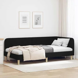 Vidaxl Kotna postelja z vzglavjem Črna 100 x 200 cm blago