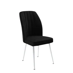 Hanah Home set trpezarijskih stolica Platinum 4 kom, crna tkanina Jerry, bele metalne noge