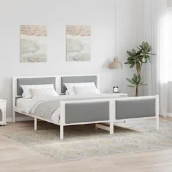 vidaXL Konstrukcija postelje Svetlo siva 200 x 200 cm blago