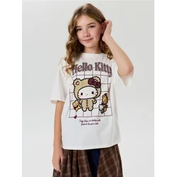 Sinsay - Pamučna oversize majica s printom Hello Kitty - krem