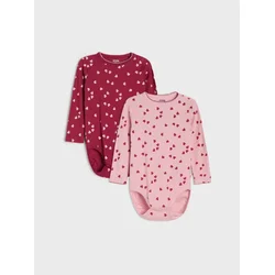 Sinsay - Pamučni bodi od rebrastog pletiva sa motivom srca 2 pack - burgundy
