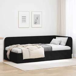 Kutni okvir kreveta Crna 90 x 190 cm tkanina