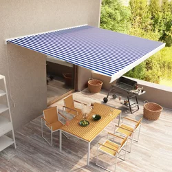 Ročno zložljiva kasetna tenda 400x300 cm modra in bela