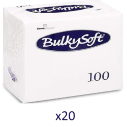 BULKYSOFT Salvete, 100/1, Dvoslojna, 20 pakovanja, 33x33 cm, Bela