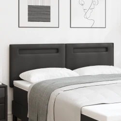 LED glava kreveta Crna 144 cm Lažna koža