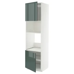 METOD Visoki element za ugradne uređaje, bela/Kallarp tamna sivozelena visokog sjaja, 60x60x220 cm