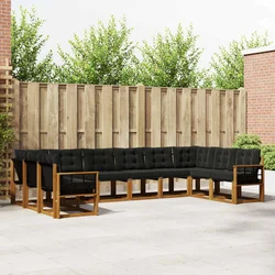 Set vanjskih sofa 10 kom. Prirodna i crna