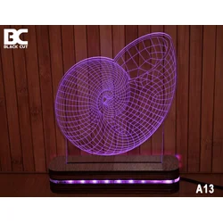 Black Cut 3D Lampa sa 9 različitih boja i daljinskim upravljačem - Puž ( A13 )