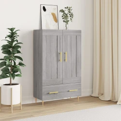 Visoka komoda siva boja hrasta 69,5x31x115 cm konstruirano drvo