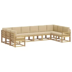 Set vanjskih sofa s jastukom 10 pcs Bijela i bež