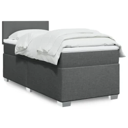 VIDAXL Box spring postelja z vzmetnico temno siva 90x190 cm blago