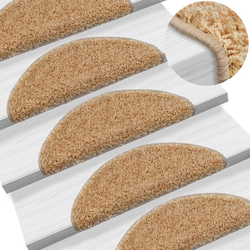 Prostirke za stepenice 15 kom 56x17x3 cm krem poluokrugle