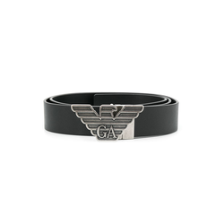 Emporio Armani - logo buckle belt - men - Black